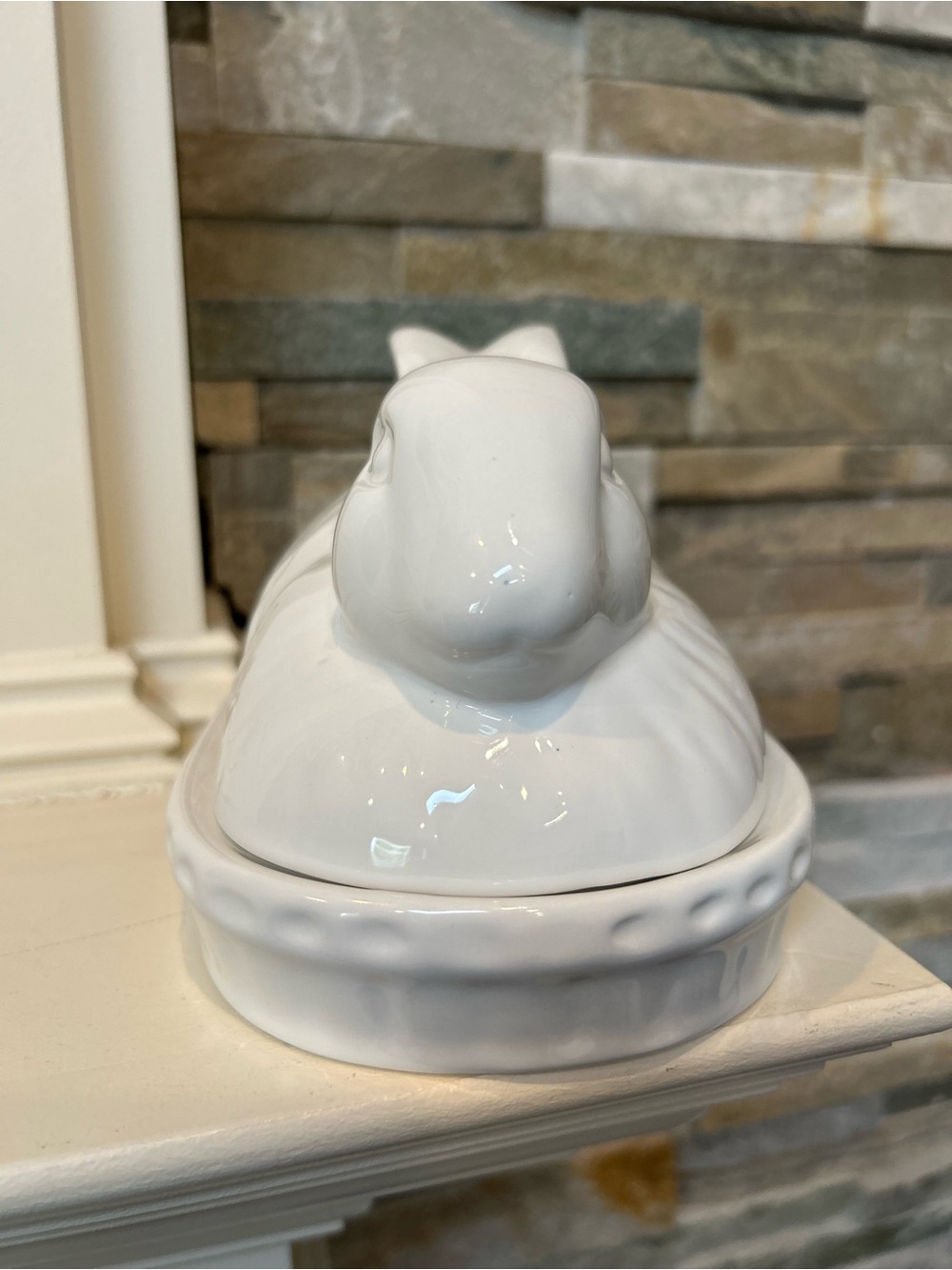 Ashland White Ceramic Bunny Butter Dish - Picture 5 of 16